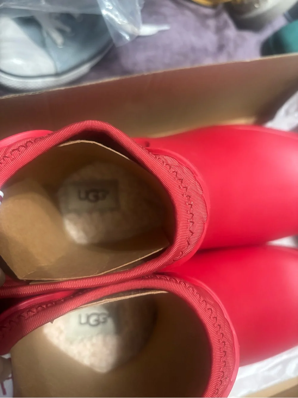 UGG Bright Red Rugged Sole Rain Boots